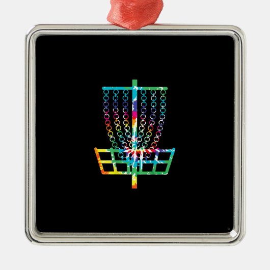 Disc Golf Basket - Hippie Rainbow Gift Metalen Ornament (Voorkant)