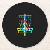 Disc Golf Basket - Hippie Rainbow Gift Ronde Kartonnen Onderzetter (Voorkant)