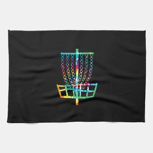Disc Golf Basket - Hippie Rainbow Gift Theedoek (Horizontaal)