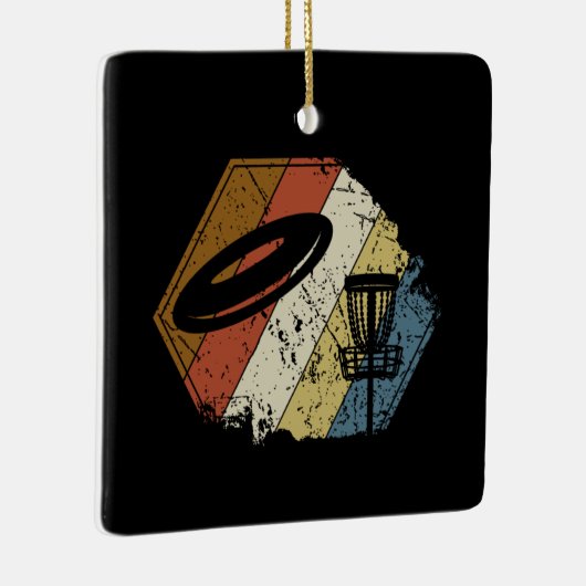 Disc Golf Basket Retro Keramisch Ornament (Rechts)
