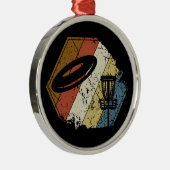 Disc Golf Basket Retro Metalen Ornament (Rechts)