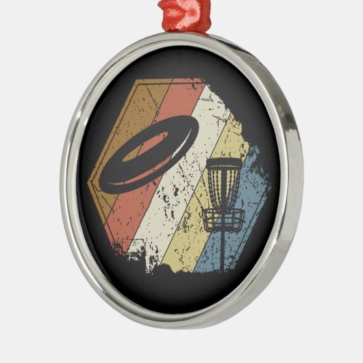 Disc Golf Basket Retro Metalen Ornament (Links)