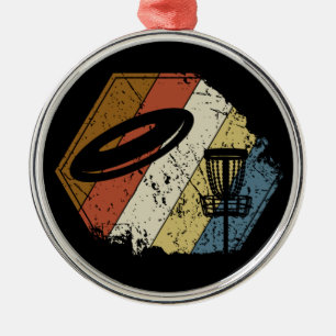 Disc Golf Basket Retro Metalen Ornament