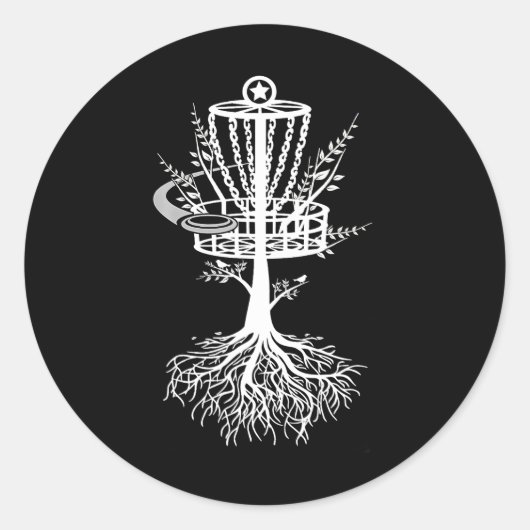 Disc Golf Basket Tree Frisbee Root Ronde Sticker (Voorkant)