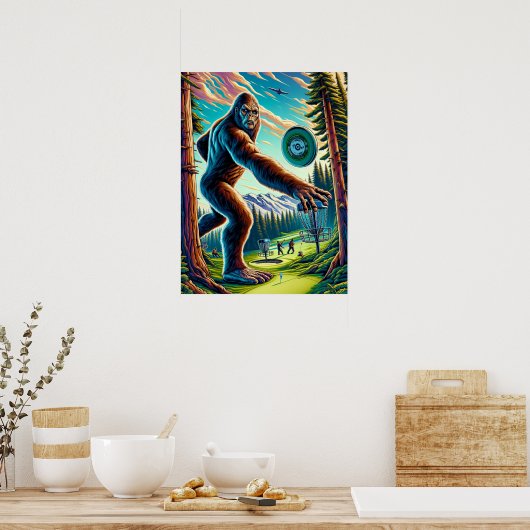 Disc Golf Bigfoot in de Bossen Poster (Keuken)