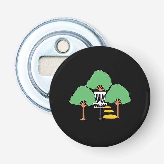 Disc Golf Bossen Disc Golfer Gift Button Flesopener (Voorkant)