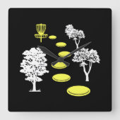 Disc Golf Bossen Disc Golfer Gift Vierkante Klok (Voorkant)