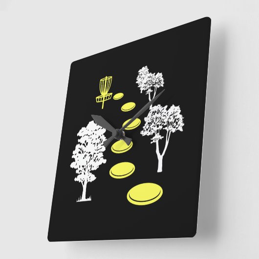Disc Golf Bossen Disc Golfer Gift Vierkante Klok (Hoek)