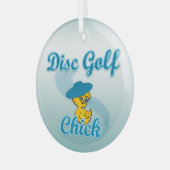 Disc Golf Chick #3 Glas Ornament (Voorkant links)
