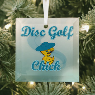 Disc Golf Chick #3 Glas Ornament