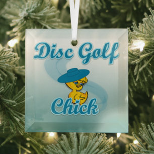 Disc Golf Chick #3 Glas Ornament