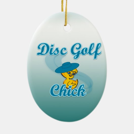 Disc Golf Chick #3 Keramisch Ornament (Achterkant)