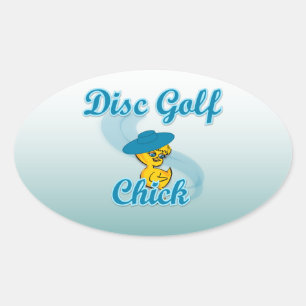 Disc Golf Chick #3 Ovale Sticker