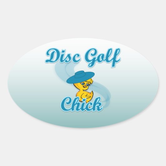 Disc Golf Chick #3 Ovale Sticker (Voorkant)