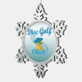 Disc Golf Chick #3 Tin Sneeuwvlok Ornament (Rechts)
