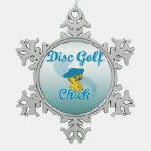Disc Golf Chick #3 Tin Sneeuwvlok Ornament (Voorkant)