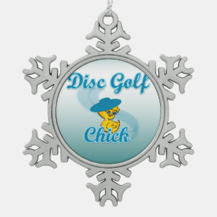 Disc Golf Chick #3 Tin Sneeuwvlok Ornament