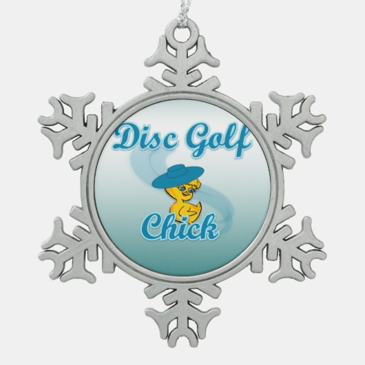 Disc Golf Chick #3 Tin Sneeuwvlok Ornament (Voorkant)