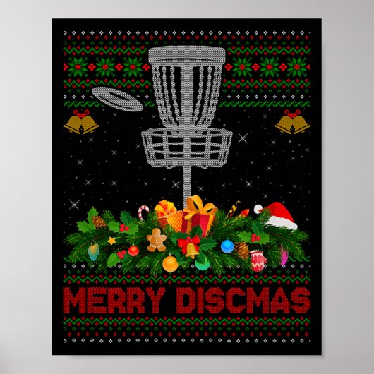 Disc Golf Christmas Pajamas Ugly Xmas Sweaters Mer Poster (Voorkant)