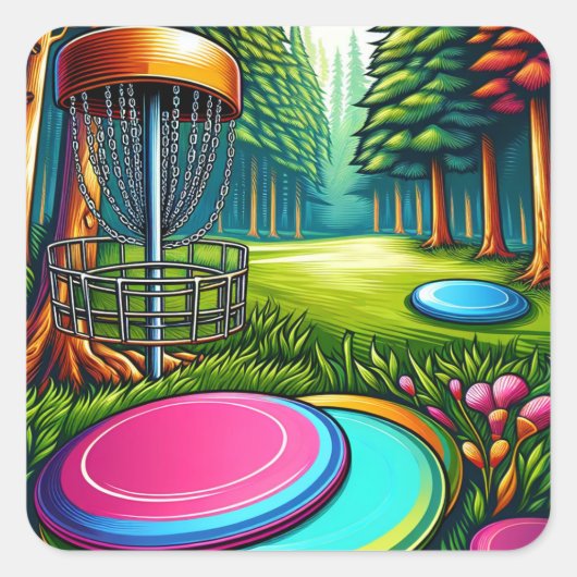 Disc Golf en Eagle thema Vierkante Sticker (Voorkant)