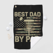Disc Golf Frisbee Best Dad Par Camo US flag Golfer Golfhanddoek (Insitu)