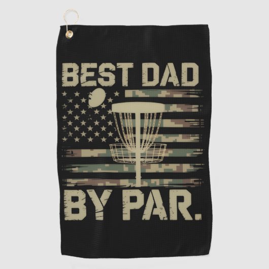 Disc Golf Frisbee Best Dad Par Camo US flag Golfer Golfhanddoek (Voorkant)