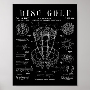 Disc Golf Frolf Frisbee Schets Antieke Octrooi Tek Poster