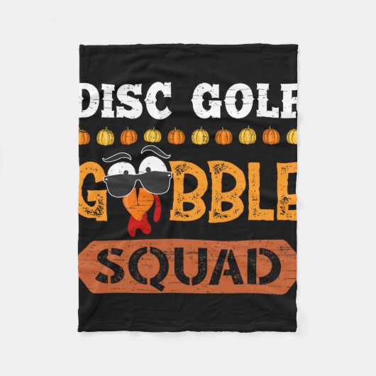 Disc Golf Gobble Squad Kalkoen Thanksgiving Golfer Fleece Deken (Voorkant)