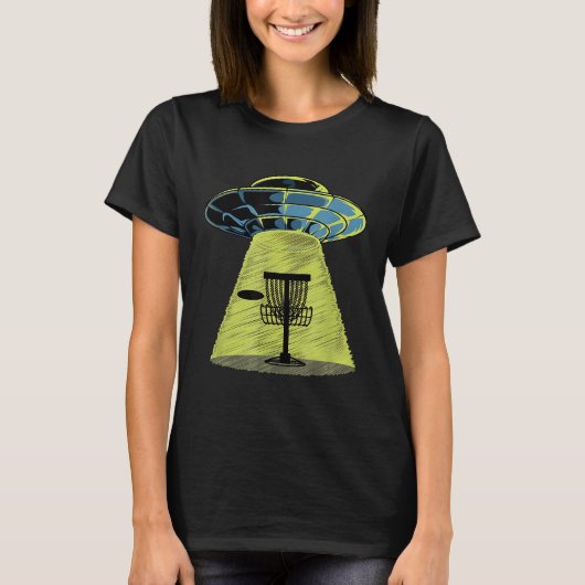 Disc golf grappig UFO buitenaards thema - discgol T-shirt (Voorkant)