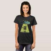 Disc golf grappig UFO buitenaards thema - discgol T-shirt (Voorkant volledig)