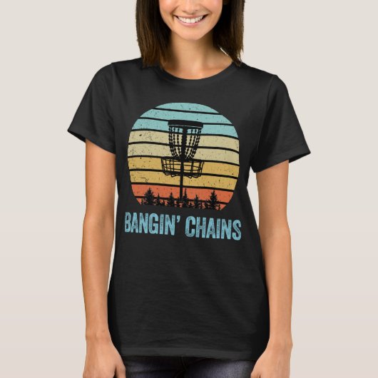 Disc Golf Grappige Banging Chains Retro Disc Golf T-shirt (Voorkant)