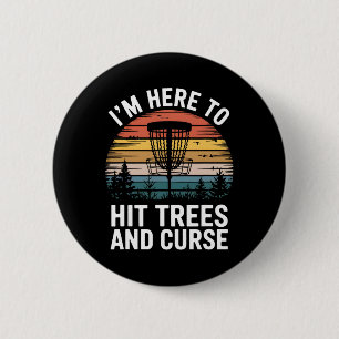 Disc Golf Grappige Bomen Raken En Vervloeken Retro Ronde Button 5,7 Cm