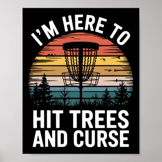 Disc Golf Grappige Hit Bomen En Vervloek Retro Dis Poster (Voorkant)