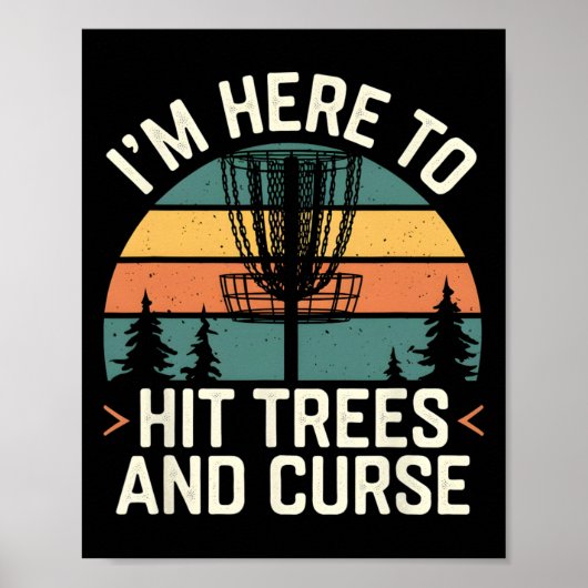 Disc Golf Grappige Hit Bomen En Vervloek Retro Dis Poster (Voorkant)