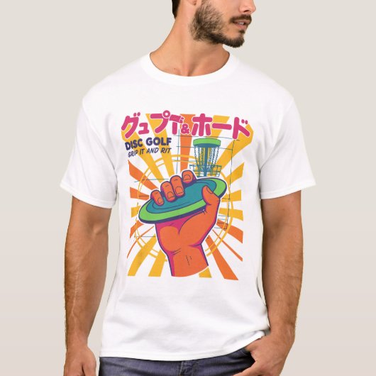 Disc Golf Grip It And Rip It Vliegende Schijf Fun T-shirt (Voorkant)