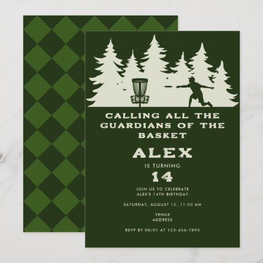 Disc Golf Guardians van de Schijf Verjaardagsfeest Kaart (Voorkant / Achterkant)