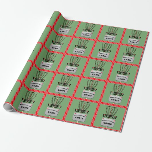 Disc Golf Holiday Gift Wrapping Paper Cadeaupapier (Uitgerold)