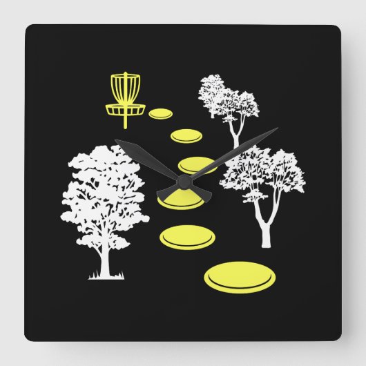 Disc Golf Houten Disc Golfer Cadeau Vierkante Klok (Voorkant)