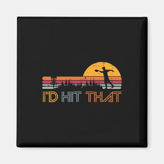 Disc Golf Id Hit Dat Retro Frisbee Speler Mannen V Magneet (Voorkant)