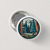 Disc Golf in de Bossen Retro Vibe Art Ronde Button 3,2 Cm (Voorkant /achterkant)