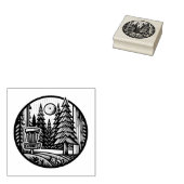 Disc Golf in de Bossen Retro Vibe Art Rubberstempel (Gestempeld)