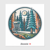 Disc Golf in de Bossen Retro Vibe Art Sticker (Vel)
