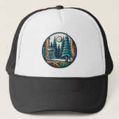 Disc Golf in de Bossen Retro Vibe Art Trucker Pet (Voorkant)