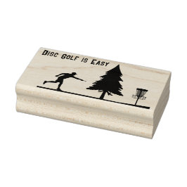 Disc golf is gemakkelijk, zetten, mand, boom rubberstempel