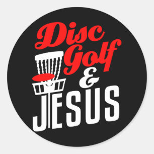 Disc Golf Jesus Christelijk Funny Golfing Golfer Ronde Sticker