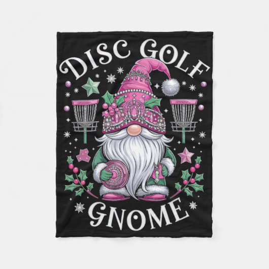 Disc Golf Kabouter Kerst Spirit Fun Vakantie Sfeer Fleece Deken (Voorkant)