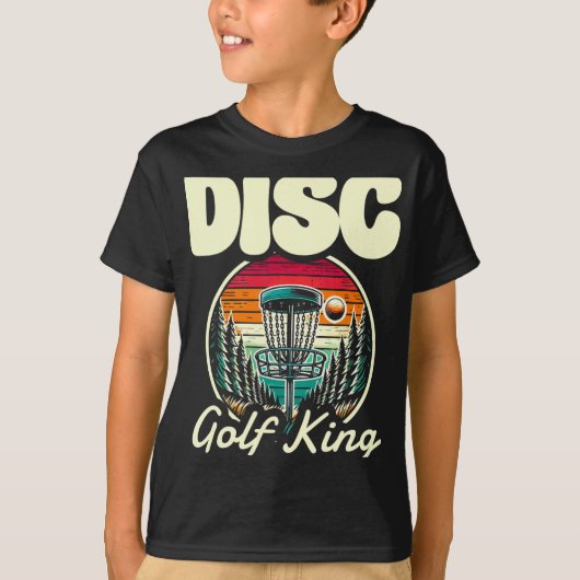 Disc Golf King Retro Bos Zonsondergang  T-shirt (Voorkant)