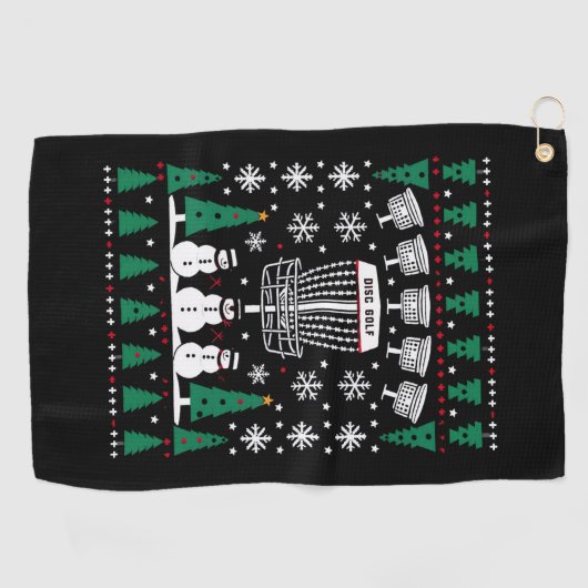Disc Golf Lelijke Kersttrui Pyjama Cadeaus Golfhanddoek (Horizontaal)