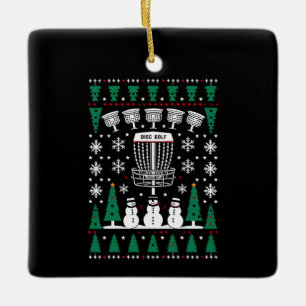 Disc Golf Lelijke Kersttrui Pyjama Cadeaus Keramisch Ornament