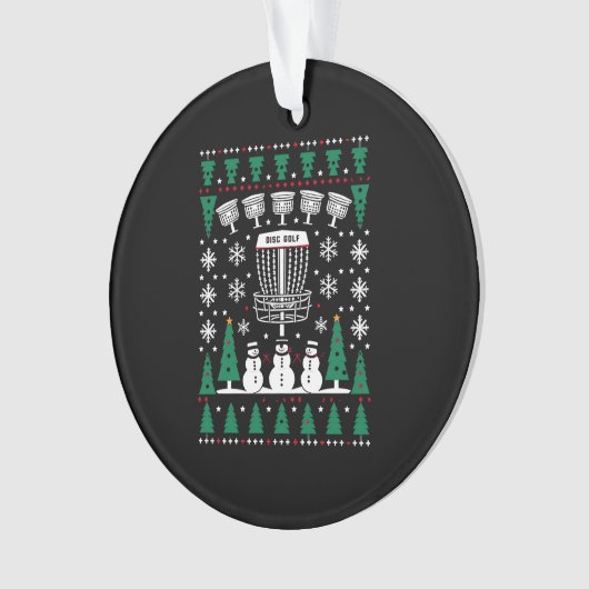 Disc Golf Lelijke Kersttrui Pyjama Cadeaus Ornament (voorkant)